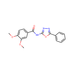 COc1ccc(C(=O)Nc2nnc(-c3ccccc3)o2)cc1OC ZINC000000062922