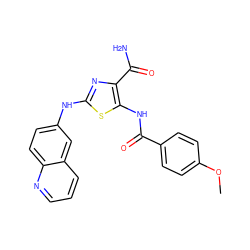 COc1ccc(C(=O)Nc2sc(Nc3ccc4ncccc4c3)nc2C(N)=O)cc1 ZINC000207296585