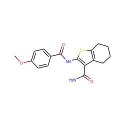 COc1ccc(C(=O)Nc2sc3c(c2C(N)=O)CCCC3)cc1 ZINC000000038763