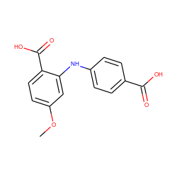 COc1ccc(C(=O)O)c(Nc2ccc(C(=O)O)cc2)c1 ZINC000084652342