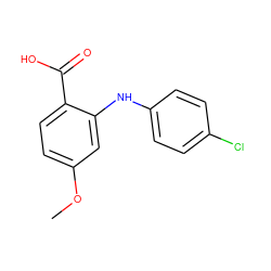 COc1ccc(C(=O)O)c(Nc2ccc(Cl)cc2)c1 ZINC000084706830