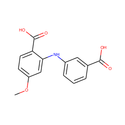 COc1ccc(C(=O)O)c(Nc2cccc(C(=O)O)c2)c1 ZINC000084652706