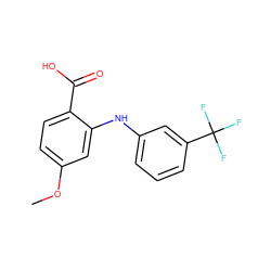 COc1ccc(C(=O)O)c(Nc2cccc(C(F)(F)F)c2)c1 ZINC000084729362