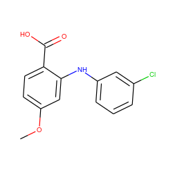 COc1ccc(C(=O)O)c(Nc2cccc(Cl)c2)c1 ZINC000084652347