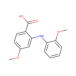 COc1ccc(C(=O)O)c(Nc2ccccc2OC)c1 ZINC000084652345