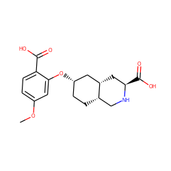 COc1ccc(C(=O)O)c(O[C@H]2CC[C@H]3CN[C@H](C(=O)O)C[C@H]3C2)c1 ZINC000096939191