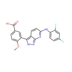 COc1ccc(C(=O)O)cc1-c1[nH]nc2nc(Nc3ccc(F)cc3F)ccc12 ZINC000028565154