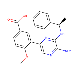 COc1ccc(C(=O)O)cc1-c1cnc(N)c(N[C@H](C)c2ccccc2)n1 ZINC000096284812