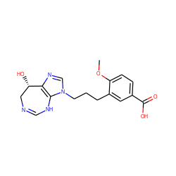 COc1ccc(C(=O)O)cc1CCCn1cnc2c1NC=NC[C@@H]2O ZINC000013807558