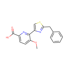 COc1ccc(C(=O)O)nc1-c1csc(Cc2ccccc2)n1 ZINC000026265808