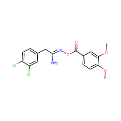 COc1ccc(C(=O)O/N=C(\N)Cc2ccc(Cl)c(Cl)c2)cc1OC ZINC000004978094