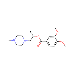 COc1ccc(C(=O)O[C@@H](C)CN2CCN(C)CC2)cc1OC ZINC000019720252