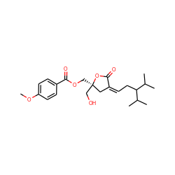 COc1ccc(C(=O)OC[C@@]2(CO)C/C(=C/CC(C(C)C)C(C)C)C(=O)O2)cc1 ZINC000013704149