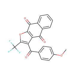 COc1ccc(C(=O)c2c(C(F)(F)F)oc3c2C(=O)c2ccccc2C3=O)cc1 ZINC000001214105