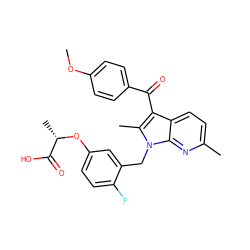 COc1ccc(C(=O)c2c(C)n(Cc3cc(O[C@@H](C)C(=O)O)ccc3F)c3nc(C)ccc23)cc1 ZINC000040379438