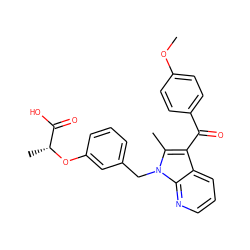 COc1ccc(C(=O)c2c(C)n(Cc3cccc(O[C@H](C)C(=O)O)c3)c3ncccc23)cc1 ZINC000040836031