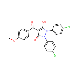 COc1ccc(C(=O)c2c(O)n(-c3ccc(Cl)cc3)n(-c3ccc(Cl)cc3)c2=O)cc1 ZINC000035017485