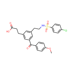 COc1ccc(C(=O)c2cc(CCNS(=O)(=O)c3ccc(Cl)cc3)cc(CCC(=O)O)c2)cc1 ZINC000001538974