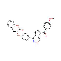 COc1ccc(C(=O)c2ccc3c(-c4ccc(O[C@@H](Cc5ccccc5)C(=O)O)cc4)nocc2-3)cc1 ZINC000028566734