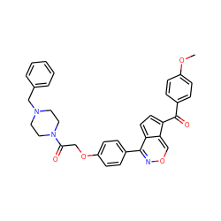 COc1ccc(C(=O)c2ccc3c(-c4ccc(OCC(=O)N5CCN(Cc6ccccc6)CC5)cc4)nocc2-3)cc1 ZINC000028569168