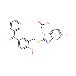 COc1ccc(C(=O)c2ccccc2)cc1CSc1nc2cc(F)ccc2n1CC(=O)O ZINC000068246019