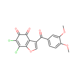 COc1ccc(C(=O)c2coc3c2C(=O)C(=O)C(Cl)=C3Cl)cc1OC ZINC000072175306