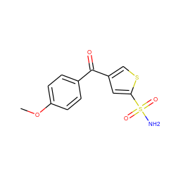 COc1ccc(C(=O)c2csc(S(N)(=O)=O)c2)cc1 ZINC000000002599