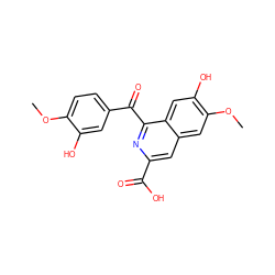 COc1ccc(C(=O)c2nc(C(=O)O)cc3cc(OC)c(O)cc23)cc1O ZINC000013470139