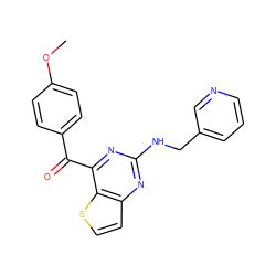 COc1ccc(C(=O)c2nc(NCc3cccnc3)nc3ccsc23)cc1 ZINC000049109764