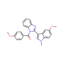 COc1ccc(C(=O)n2c(-c3cn(C)c4ccc(OC)cc34)nc3ccccc32)cc1 ZINC000473099588