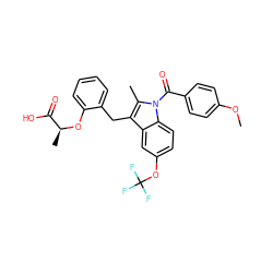 COc1ccc(C(=O)n2c(C)c(Cc3ccccc3O[C@@H](C)C(=O)O)c3cc(OC(F)(F)F)ccc32)cc1 ZINC000001551625