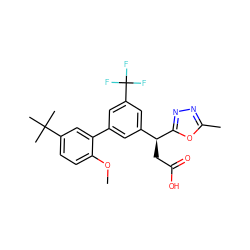 COc1ccc(C(C)(C)C)cc1-c1cc([C@H](CC(=O)O)c2nnc(C)o2)cc(C(F)(F)F)c1 ZINC000219451243