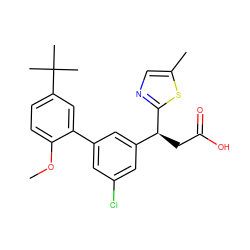 COc1ccc(C(C)(C)C)cc1-c1cc(Cl)cc([C@H](CC(=O)O)c2ncc(C)s2)c1 ZINC001772592612