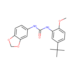 COc1ccc(C(C)(C)C)cc1NC(=O)Nc1ccc2c(c1)OCO2 ZINC000004196742