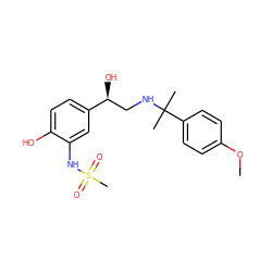 COc1ccc(C(C)(C)NC[C@H](O)c2ccc(O)c(NS(C)(=O)=O)c2)cc1 ZINC000028957972