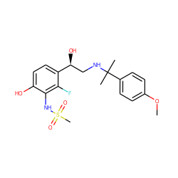 COc1ccc(C(C)(C)NC[C@H](O)c2ccc(O)c(NS(C)(=O)=O)c2F)cc1 ZINC000028957990
