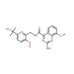 COc1ccc(C(C)(C)O)nc1CNC(=O)c1nc(N)nc2c(OC)cccc12 ZINC001772597868