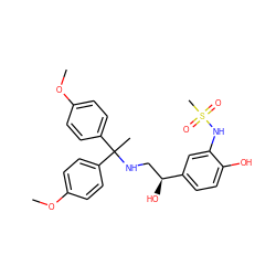 COc1ccc(C(C)(NC[C@H](O)c2ccc(O)c(NS(C)(=O)=O)c2)c2ccc(OC)cc2)cc1 ZINC000026824669