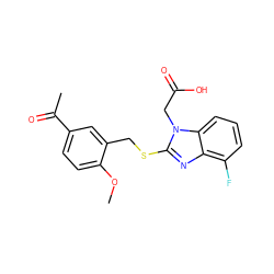 COc1ccc(C(C)=O)cc1CSc1nc2c(F)cccc2n1CC(=O)O ZINC000084757355