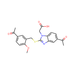 COc1ccc(C(C)=O)cc1CSc1nc2cc(C(C)=O)ccc2n1CC(=O)O ZINC000084669548