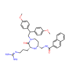 COc1ccc(C(CN2CC[C@H](CNC(=O)c3ccc4ccccc4c3)N[C@H](CCCN=C(N)N)C2=O)c2ccc(OC)cc2)cc1 ZINC000206896141