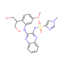 COc1ccc(C(CO)CO)c(Nc2nc3ccccc3nc2NS(=O)(=O)c2cn(C)cn2)c1 ZINC000148415854