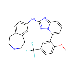 COc1ccc(C(F)(F)F)cc1-c1cccc2nc(Nc3ccc4c(c3)CCNCC4)nn12 ZINC000096169744