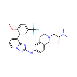 COc1ccc(C(F)(F)F)cc1-c1cccn2nc(Nc3ccc4c(c3)CCN(CC(=O)N(C)C)C4)nc12 ZINC000096169841