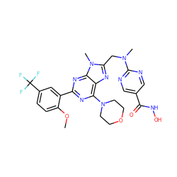 COc1ccc(C(F)(F)F)cc1-c1nc(N2CCOCC2)c2nc(CN(C)c3ncc(C(=O)NO)cn3)n(C)c2n1 ZINC000653817117