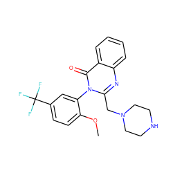 COc1ccc(C(F)(F)F)cc1-n1c(CN2CCNCC2)nc2ccccc2c1=O ZINC000072124527