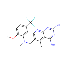 COc1ccc(C(F)(F)F)cc1N(C)Cc1cnc2nc(N)nc(N)c2c1C ZINC000003815017