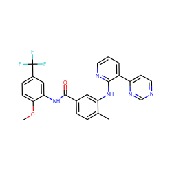 COc1ccc(C(F)(F)F)cc1NC(=O)c1ccc(C)c(Nc2ncccc2-c2ccncn2)c1 ZINC000014957207