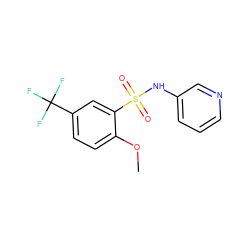 COc1ccc(C(F)(F)F)cc1S(=O)(=O)Nc1cccnc1 ZINC000221581690