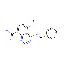 COc1ccc(C(N)=O)c2ncnc(NCc3ccccc3)c12 ZINC000114348720